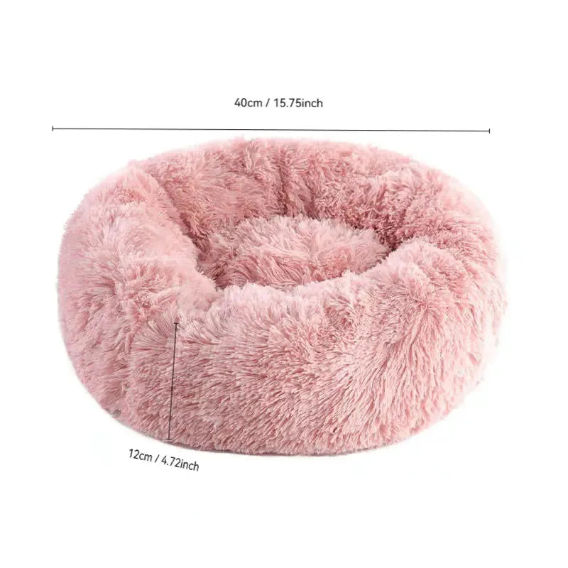 Lit rond à capuche en peluche
